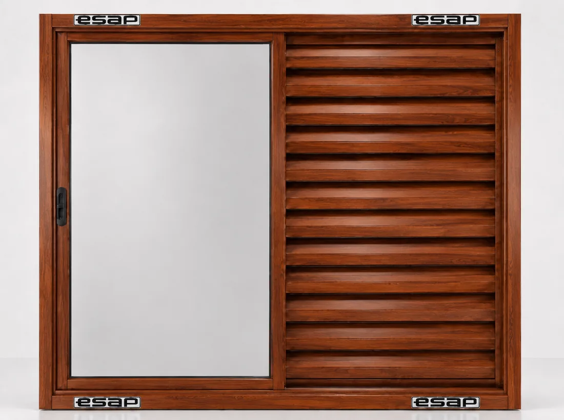 Janela 3 Folhas Veneziana — Marrom